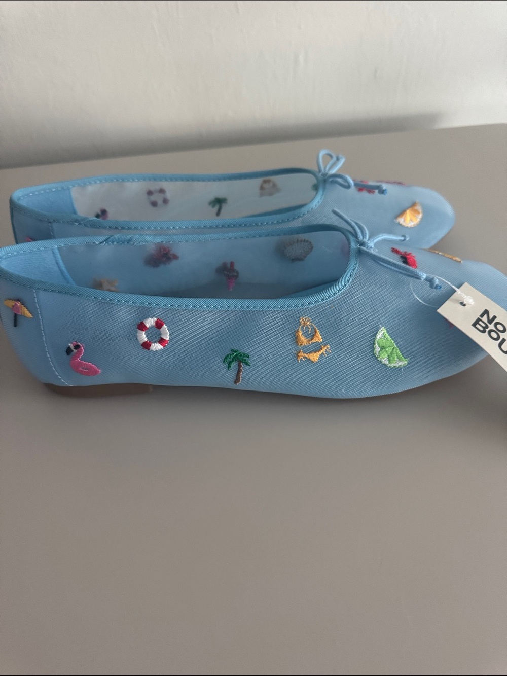 No Boundaries Light Blue Embroidered Kids Ballet Flats - Picture 5 of 5